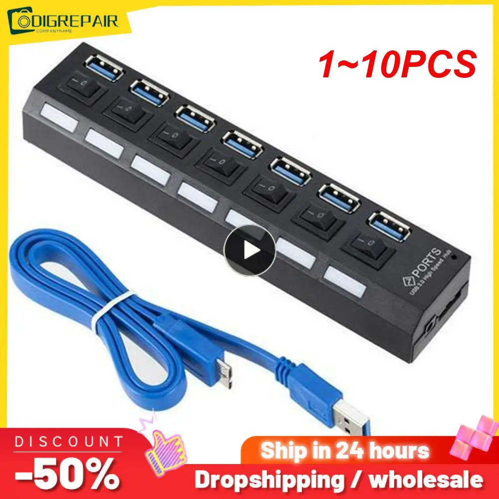 

USB-разветвитель с 7 портами и 7 USB-портами, 1-10 шт.
