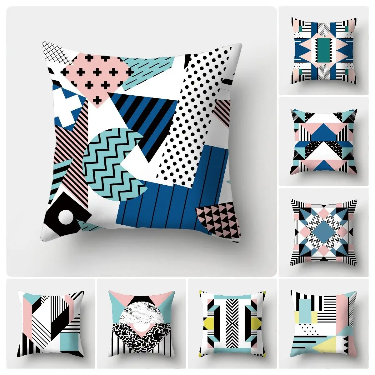 45x45cm Creative rhombus polygon pattern contrast pattern line stitching cushion cover geometric pillowcase sofa pillowcase