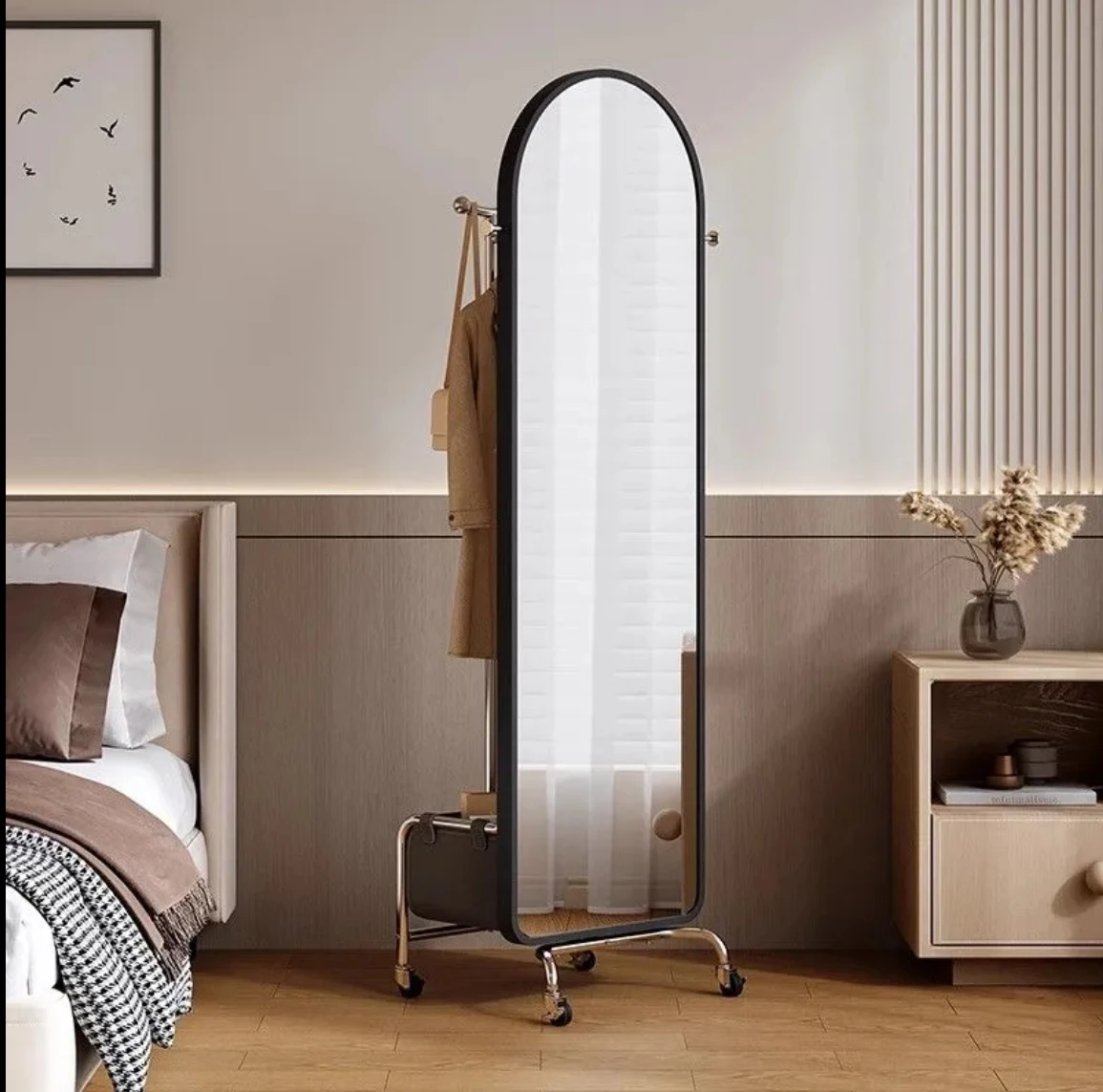 Вешалка для пола многофункциональная вращающаяся подставка одежды с колесами