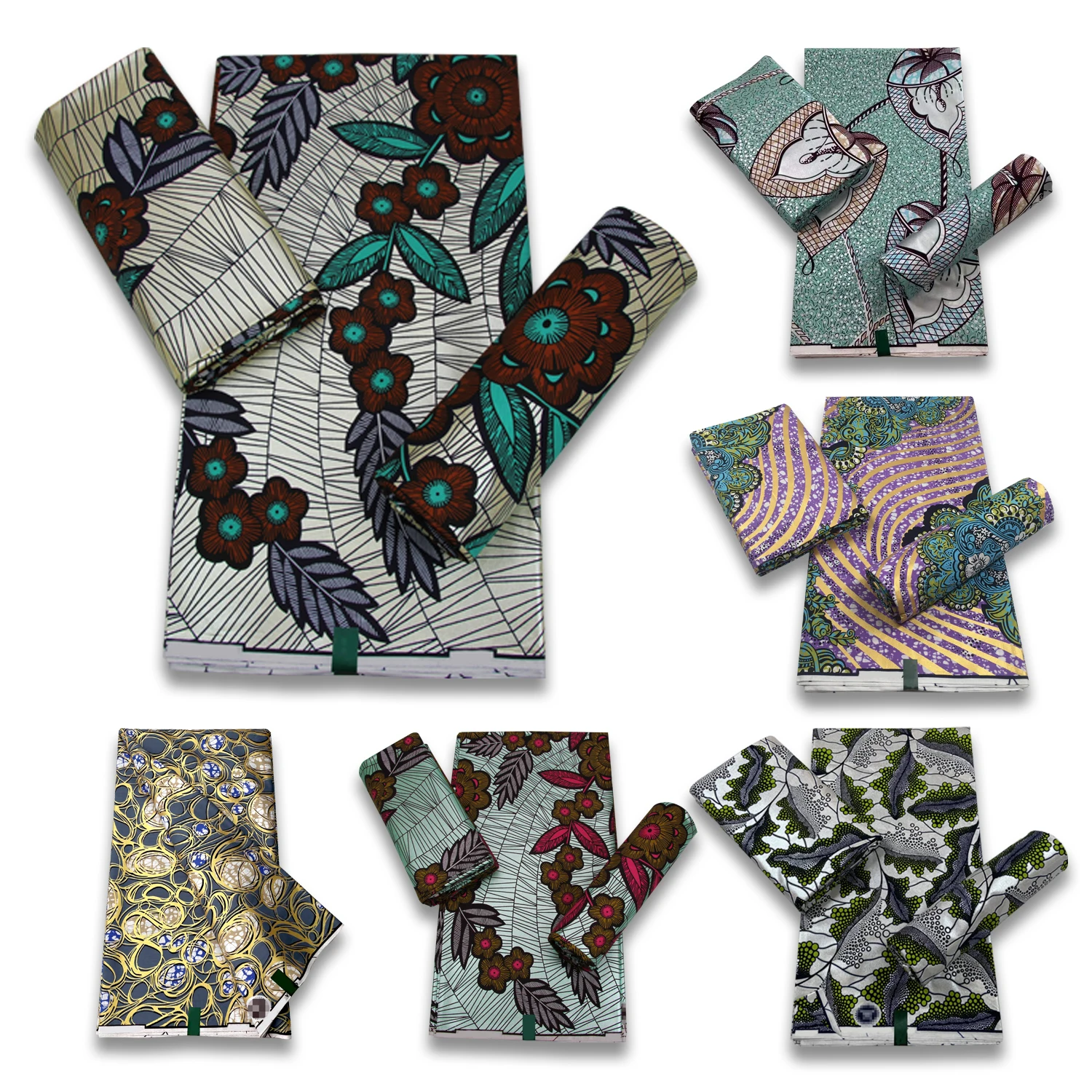 

Fashion Simple 100% Cotton Ankara Wax Fabric Real Wax African Golden Powder Prints Clothing Textile For Dress 6 Yards