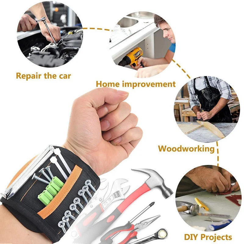 10/15/20 Strong Magnetic Wristband Storage Bag Tool Belt Holding Screws Nails Drill Bits Holder Repair |