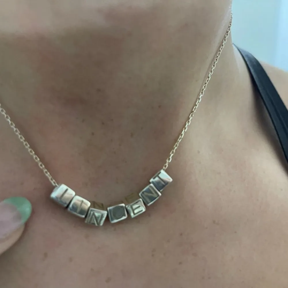 

Personalized Cube Name Necklace Stainless Steel Custom Engraved Dice Initial Letter Necklaces For Women Men Christmas Gift