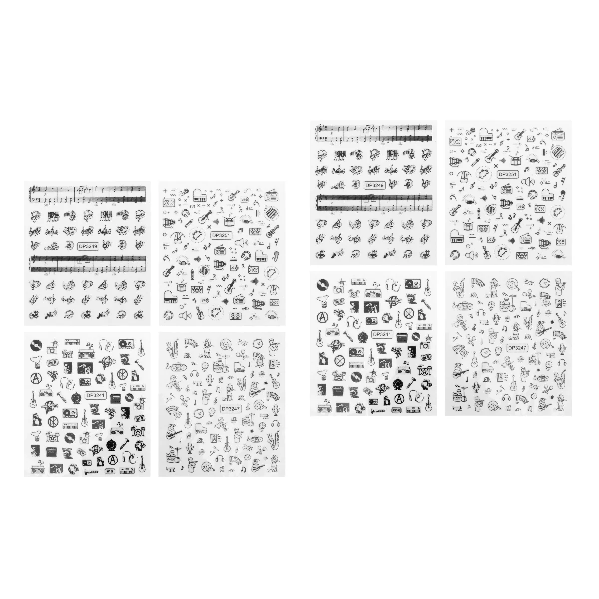 

16 Sheets Halloween Nail Stickers Manicure Decals Christmas Women Transfer Paper Music Decor