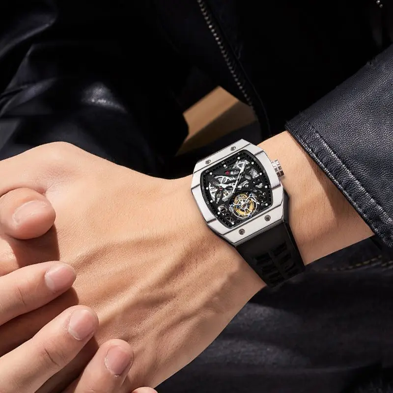 Лучшие Мужские механические часы с турбийоном светящиеся часы-скелетоны