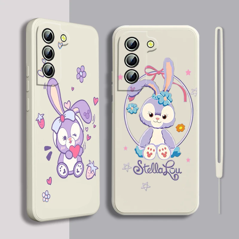 

Disney Stella Rabbit For Samsung Galaxy S22 S21 S20 S10 S9 Ultra Plus Pro FE Liquid Rope Silicone Phone Case