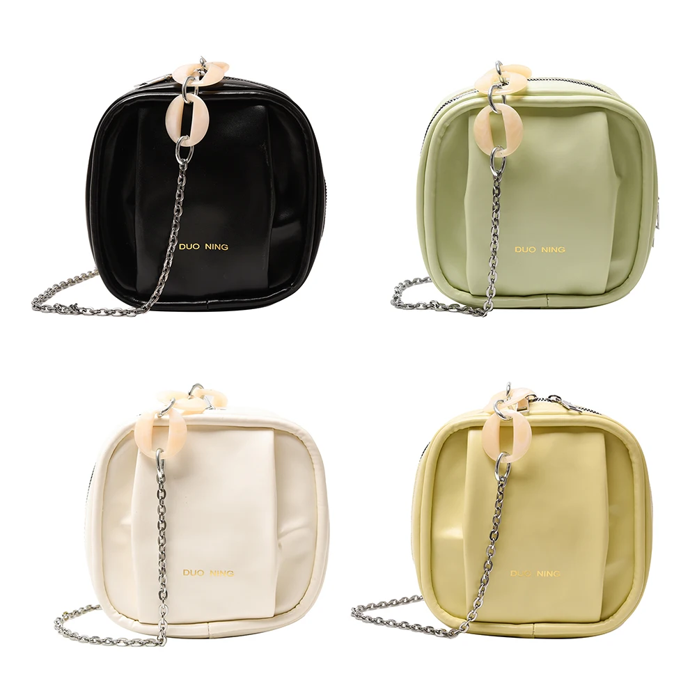 

Women PU Leather Square Crossbody Bag Fashion Solid Color Chain Handbags for Women Exquisite Leisure Shopping Purse