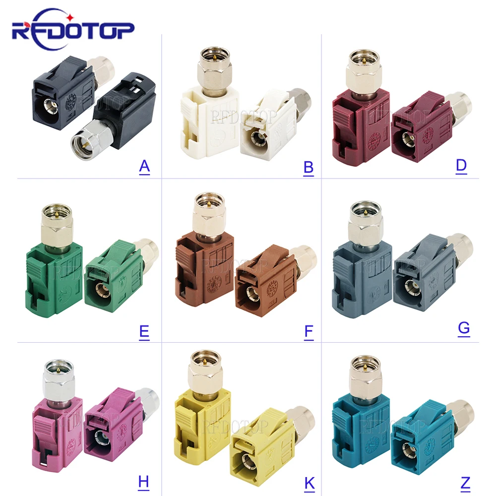 

1Pcs New Fakra to SMA Adapter SMA Male to Fakra Female Code A/B/C/D/E/F/G/H/I/K/Z Jack 50 Ohm Straight Connector RF Coax Adaptor