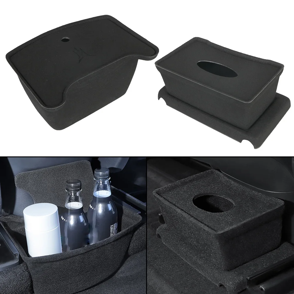 

Car Console Organzier Tray Case Flocking Style For Tesla Model 3 Model Y Rear Central Control Storage Box Car Accessories