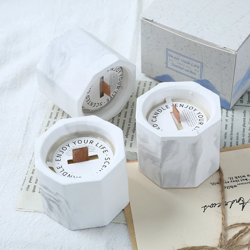 Набор Ароматических Свечей ароматерапия банка для свечей Мраморная текстура