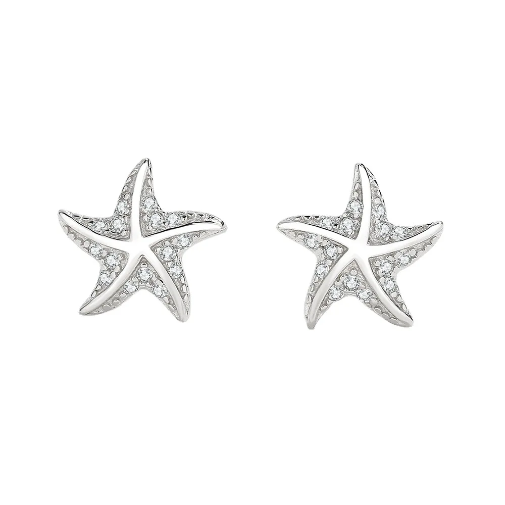 

HOYON Original 925 sterling silver pendientes mujer 14K gold earring women's starfish zircon stud earrings S925 silver jewelry