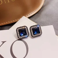 fashion gorgeous blue square studs female simple jewelry geometric studs exquisite fashion studs studs