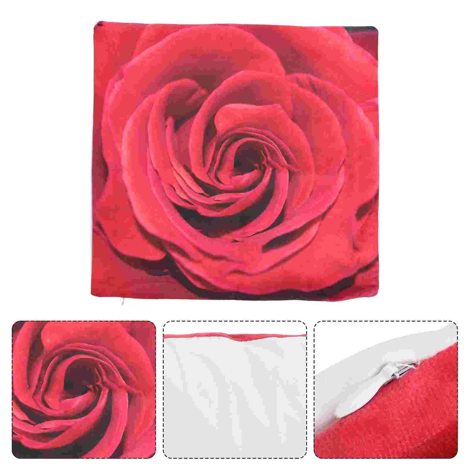 

1pc Printed Pillow Cover Rose Pillowcase Household Pillow Case Pillow Protector