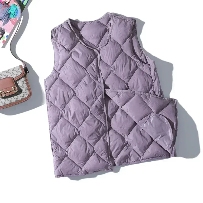 Женский ультратонкий пуховик в корейском стиле с теплой подкладкой и застежкой