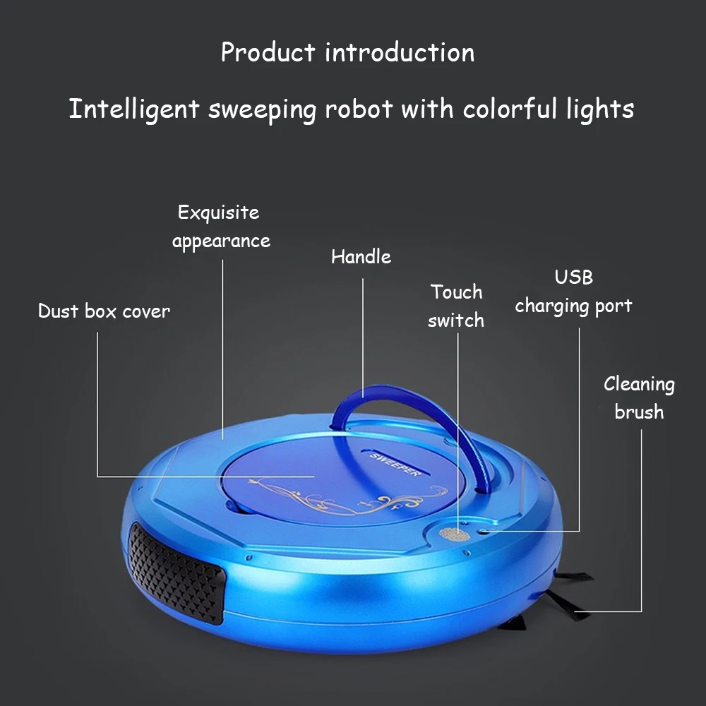 3 In 1 Multifunctional Robot Vacuum Cleaner Smart Sweeping Robot Dry Wet Sweeping Vacuum Cleaner Home With Colorful Safety Light 2
