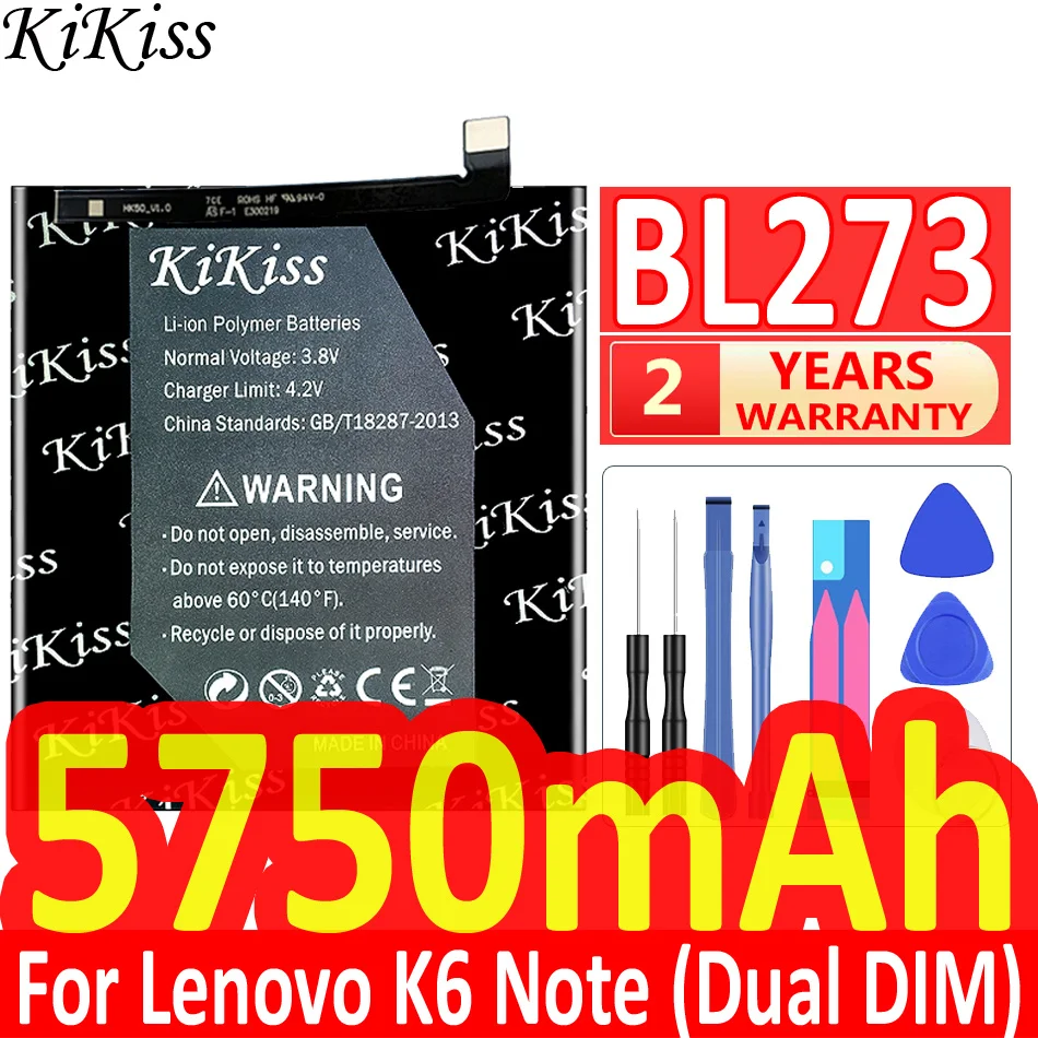 Аккумулятор KiKiss BL273 BL 273 для Lenovo K6 Note K6Note /K6 Note K53a48 Vibe K6 Plus G Plus G5 Plus, батареи для телефона + Бесплатные инструменты