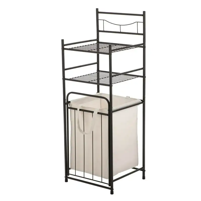 

Shelves 10 lb. Capacity Steel Storage Shelf Unit with Hamper , Bronze Finish for Adults Organizers storage Bathroom organizer an