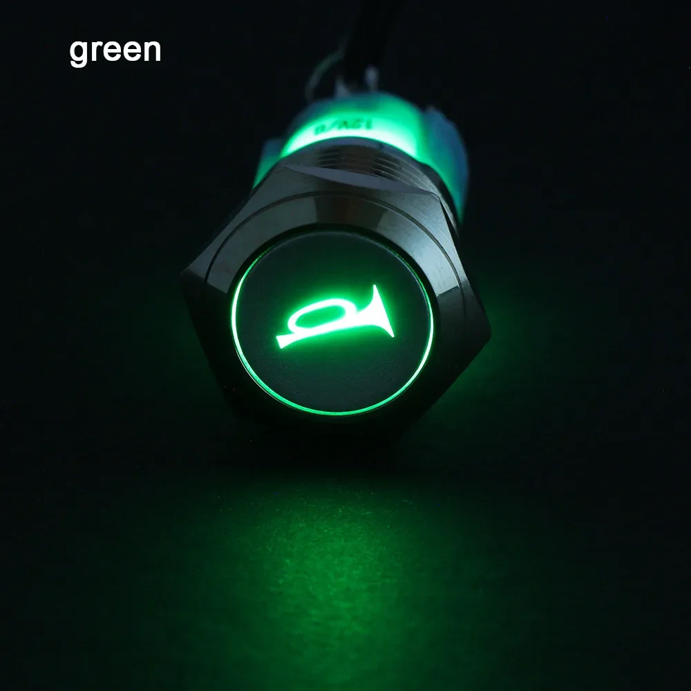 

Светодиодный Мгновенный Кнопочный металлический водонепроницаемый переключатель, колонка для автомобиля, лодки, колокольчик, гудок, гаджет, детали для интерьера электроники, 12 В, 16 мм