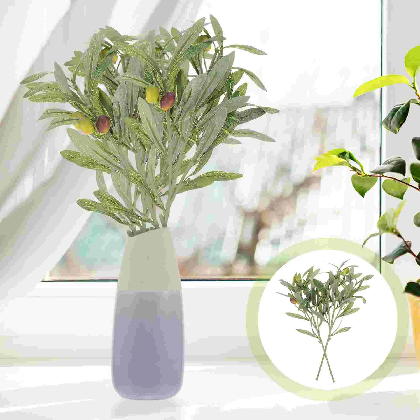 

Olive Fake Branch Greenery Stem Leaf Green Wedding Arrangement Flower Filler Vase Leaves Picks Faux Fruit Olives Christmas Stems