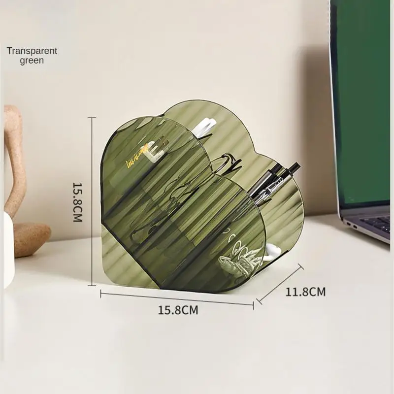 

Makeup Brushes Holder Multifunctional Four Compartments For Multi Scene Use Heart Shaped Desktop Storage Makeup Brush Bucket
