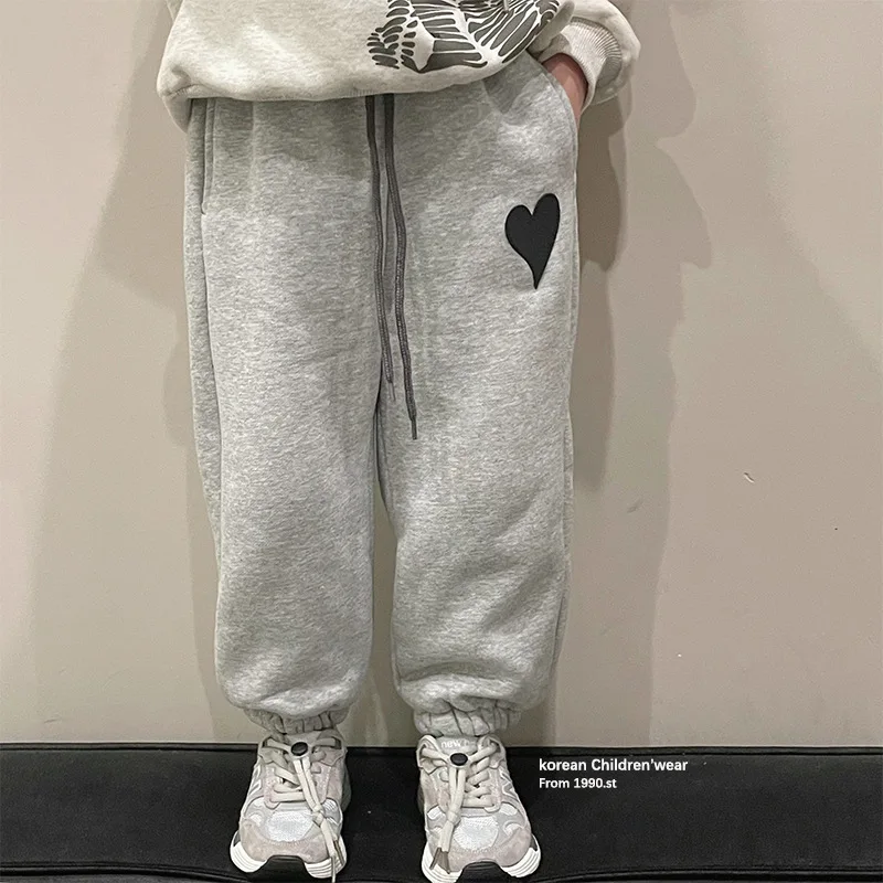 

Girls' sanitary pants 2022 winter new style children's casual plush wear pants thickened pants trend 11-118