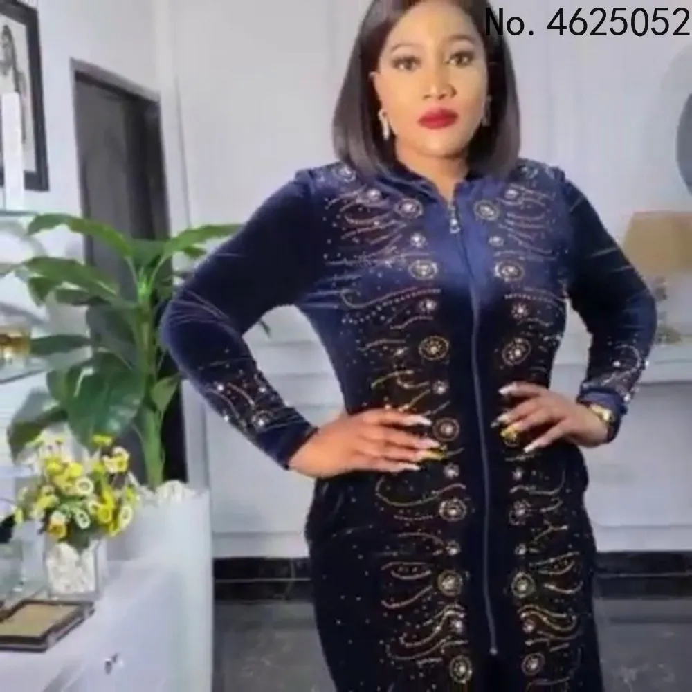 

New African Clothes L-2XL For Women Two Piece Sets Tops + Pants Matching Set Patchwork Tracksuit Set Plus Size 2XL XL L