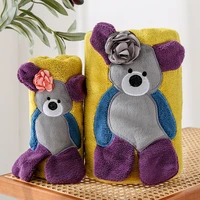 fleece face bath towel set for children kids cartoon 70x140 3575 cm soft luxury high quality childrens day gifts