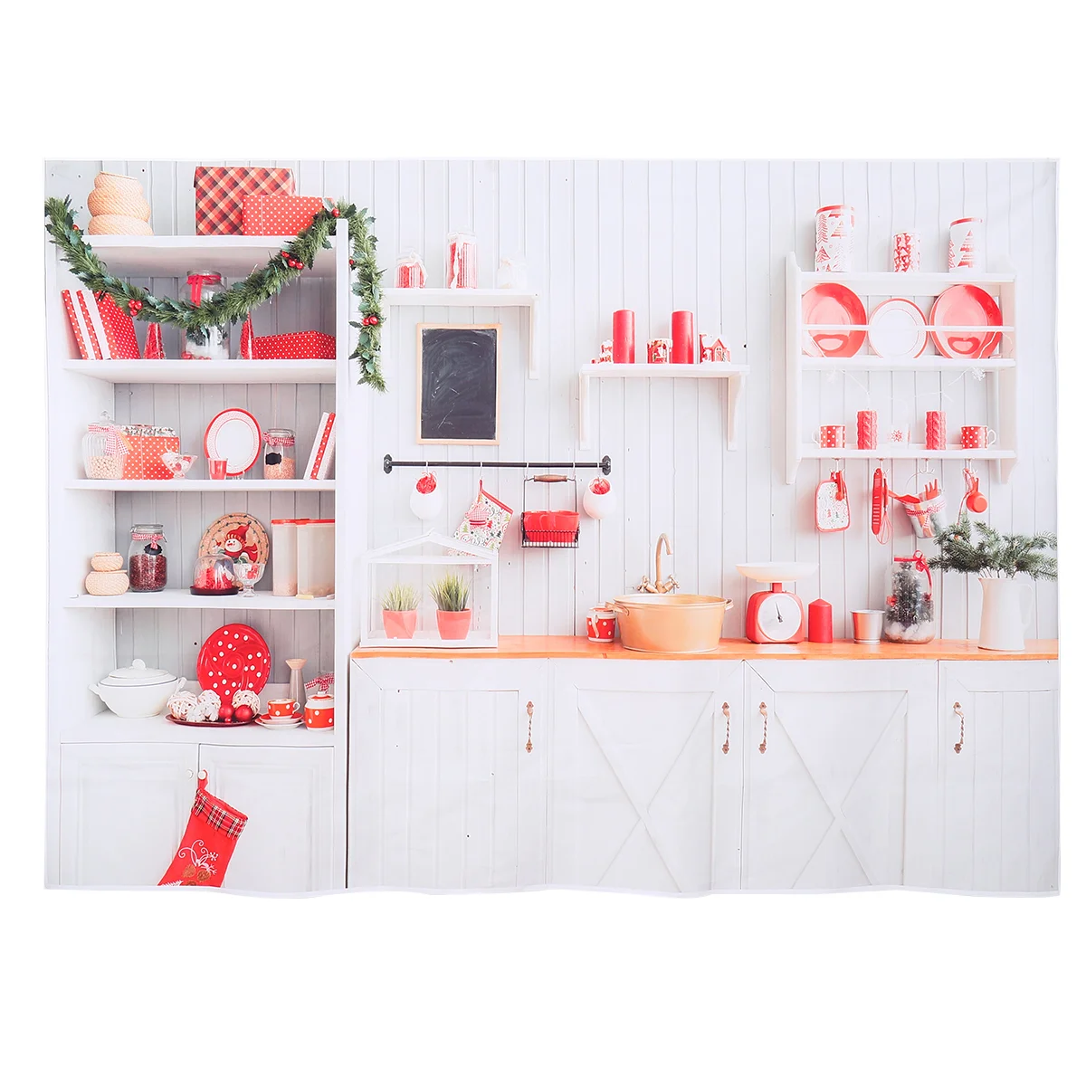 

Christmas Backdrop Kitchen Photo Photography Cloth Tapestry Backdrops Forphotoshoot Booth Wall Background Holiday Photographic