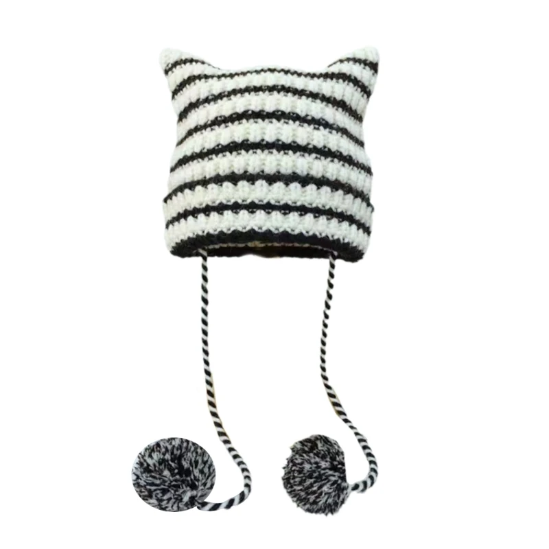 

Girls Knit Beanie Hat Easter Photo Prop Striped Hat Costume Y2K Style