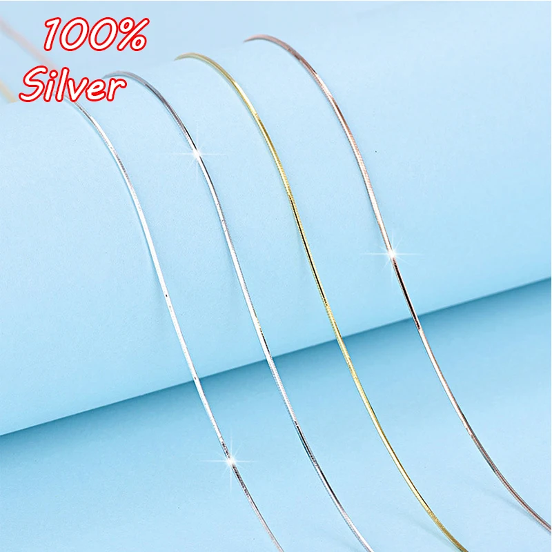 

45cm S925 Sterling Silver Color Necklace ingot Clavicle Chain With Wholesale anti-allergic Does Not fade