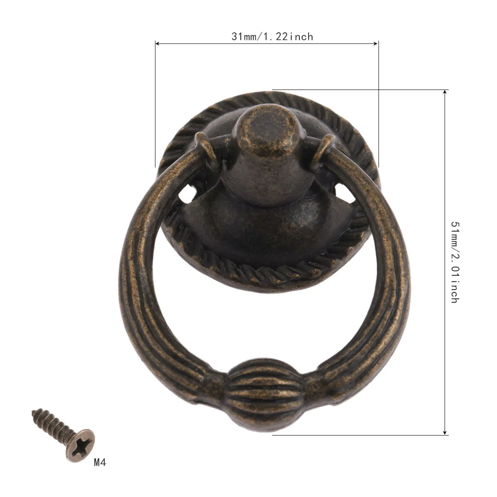 

2Pcs Vintage Kitchen Drawer Cupboard Ring Pull Handles Furniture Fittings for Wood Box Cabinet Handles Furniture Knobs 51*38mm