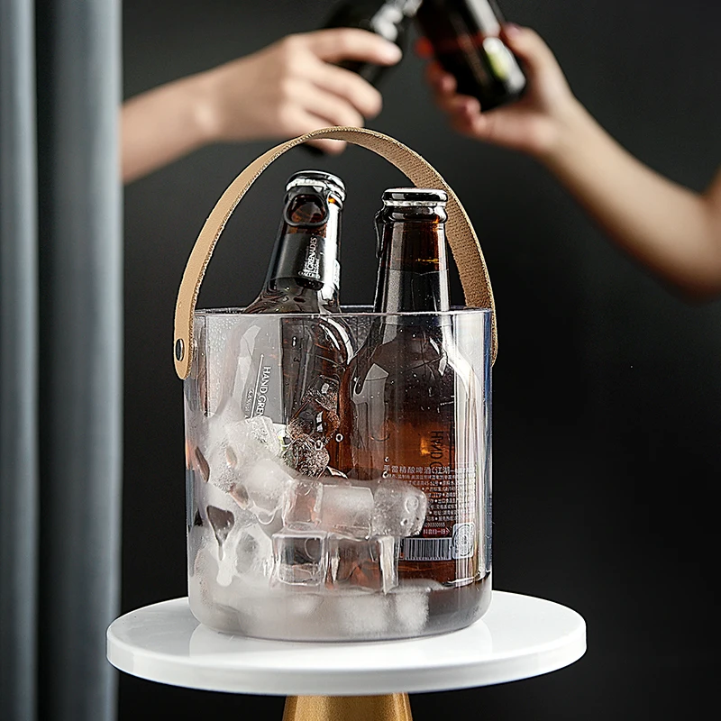 

GIANXI Ice Bucket Outdoor Portable Transparent Plastic Ice Pail Champagne Whisky Wine Beer Mineral Water Fruit Ice Container