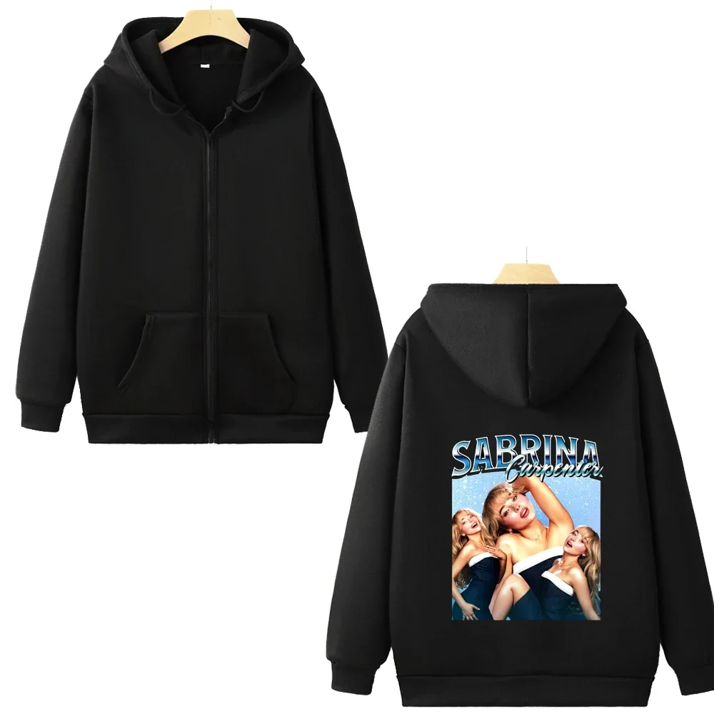 Сабрина Карпентер Забавный принт Толстовка Певица Стильная толстовка на молнии