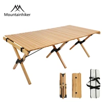 mountainhiker camping wood table folding portable egg roll style bbq table solid wood driving tour picnic outdoor furniture