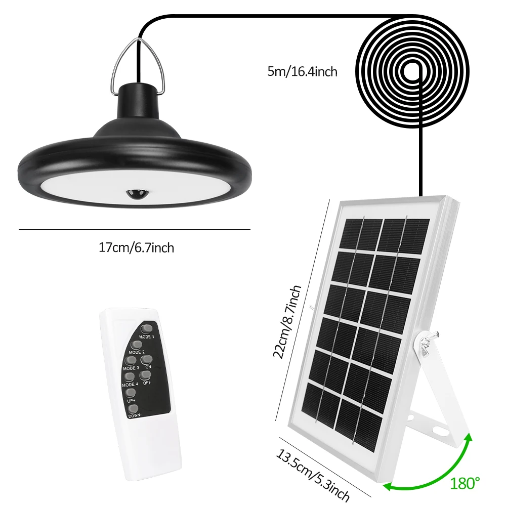 Подвесной светильник на солнечной батарее 56 светодиодов 120 Вт IP65