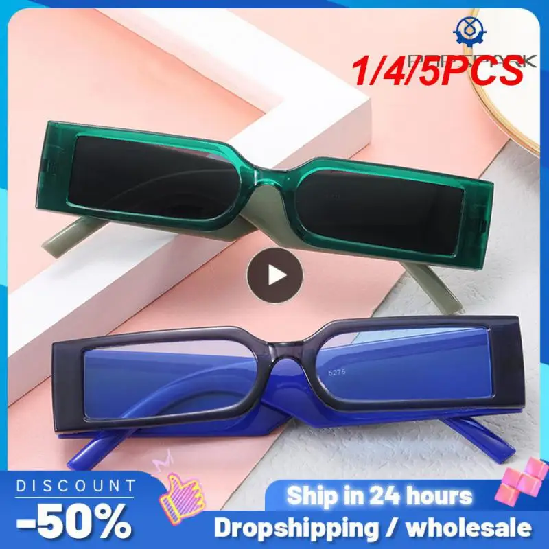 

1/4/5PCS NEW Rectangle Frame Sunglasses Retro Square Trendy Glasses Ins Style for Men and Women Black Small Frame Sun Glasses