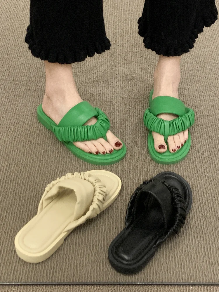 

Women's Shoes Wear Flip-flops 2022 Summer New Fashion Retro Low-heeled Non-slip Flip-flops Shoes for Women
