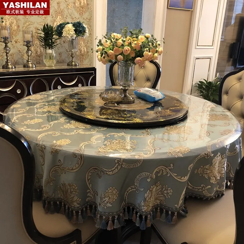 

Luxury Round Table Cloth Fabric Art Cotton Linen American Table Cloth Cloth Household 1.5m Turntable Cover