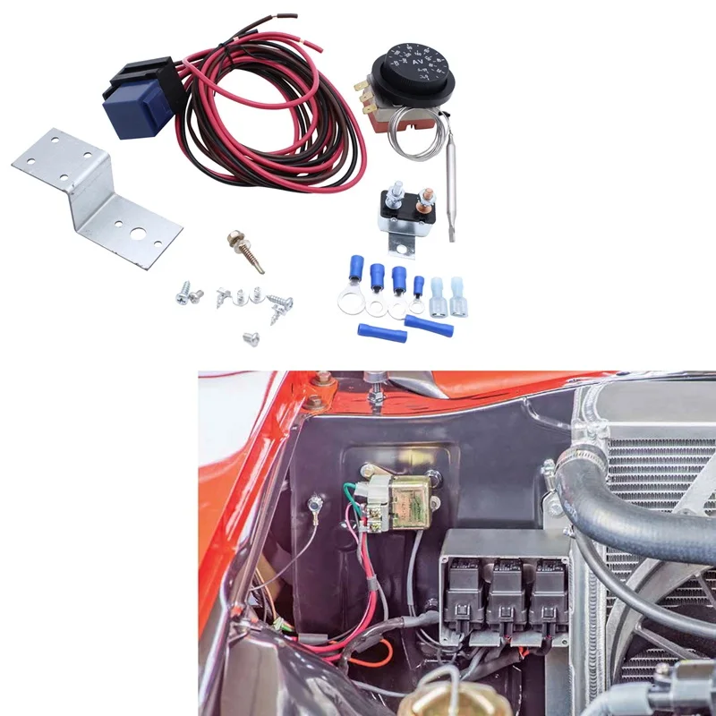 

40 А автомобильный Регулируемый Электрический вентилятор радиатора 12 в термостат контрольное реле Комплект проводов для автомобиля грузов...