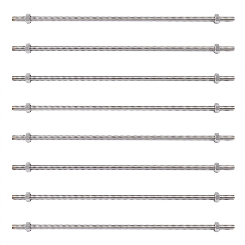 

8X Stainless Steel Thread Bar Stock Rod Silver Tone 320Mm X M8