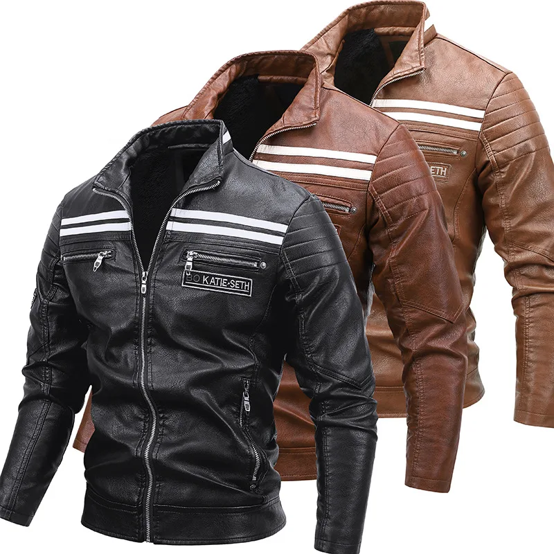 

2022 spring and autumn new European and American men's motorcycle PU leather jacket Keli men's coat