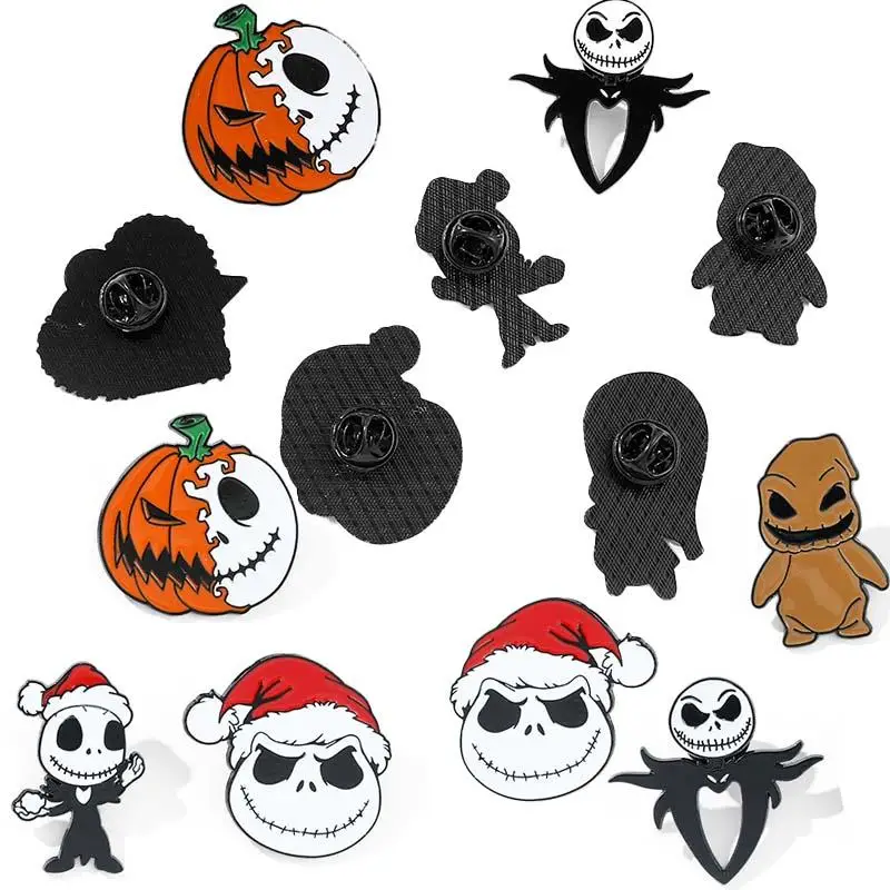 

New Pumpkin Skull Enamel Pins Santa Claus Skull Brooch Bag Hats Clothes Lapel Badge Accessories Hallowmas All Saints Day Jewelry