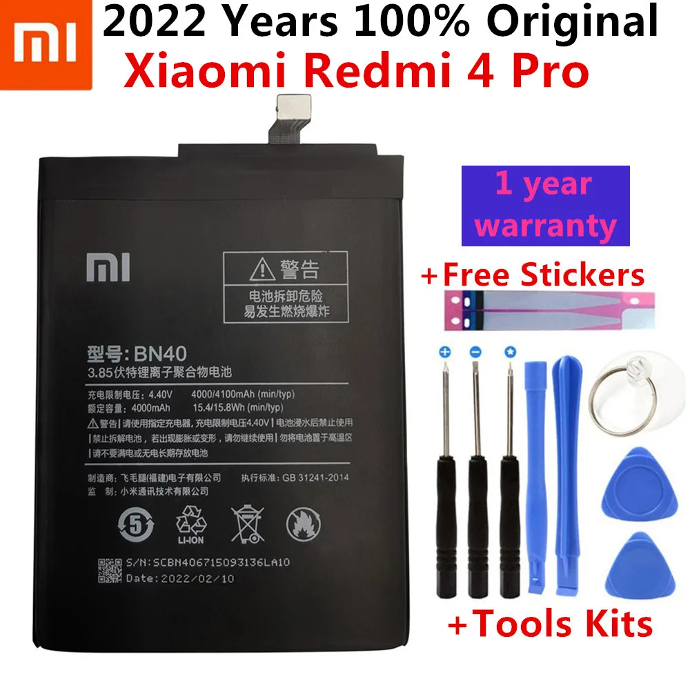 

Оригинальный запасной аккумулятор для Xiaomi Redmi 4 Pro Prime, 3 ГБ ОЗУ, 32 Гб ПЗУ, версия Redrice 4 Hongmi 4 BN40, оригинальный аккумулятор 4100 мАч