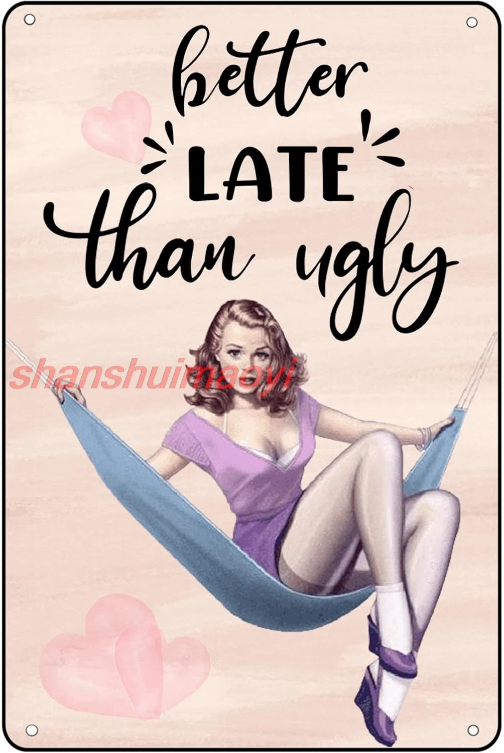 Декор для ванной комнаты знак Pin Up Girl металлическая жестяная вывеска лучше поздно