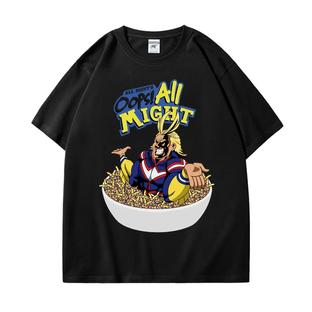 

Anime My Hero Academia T-shirt Oops All Might Graphic Short Sleeve Tee Shirt Summer Casual 100%Cotton Oversized T Shirts Unisex