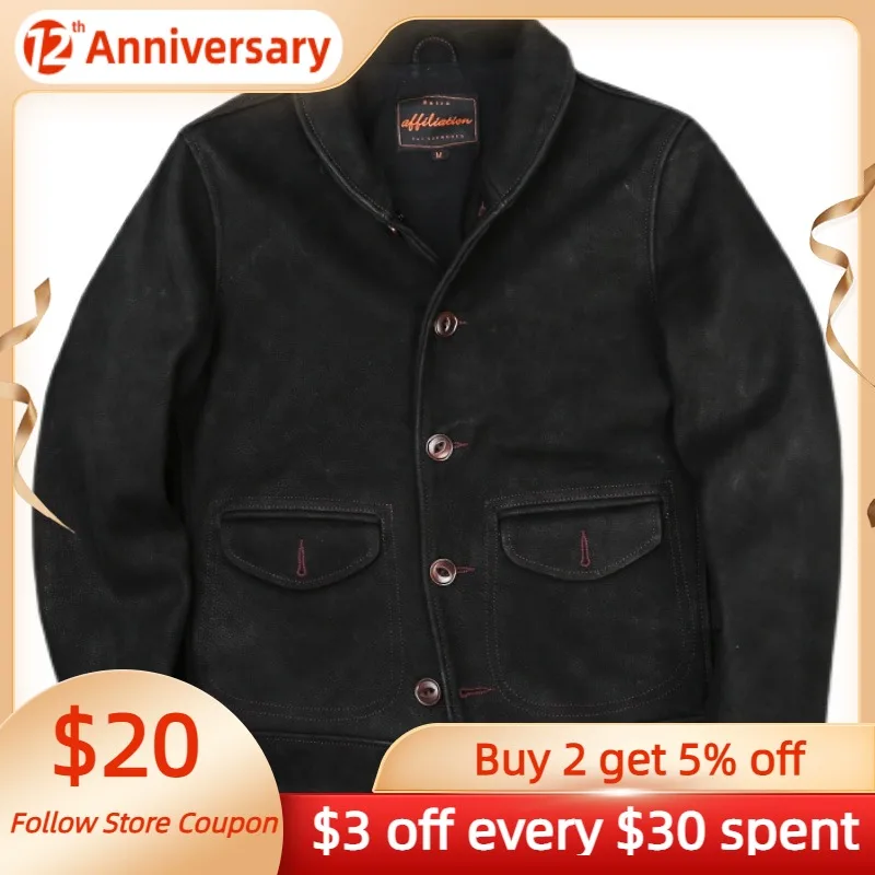 

Black Spring Jacket Casual Style Plus Size 4XL Single Breasted Natural Cow Suede Autumn Slim Short Men's Genuine Leather Coats