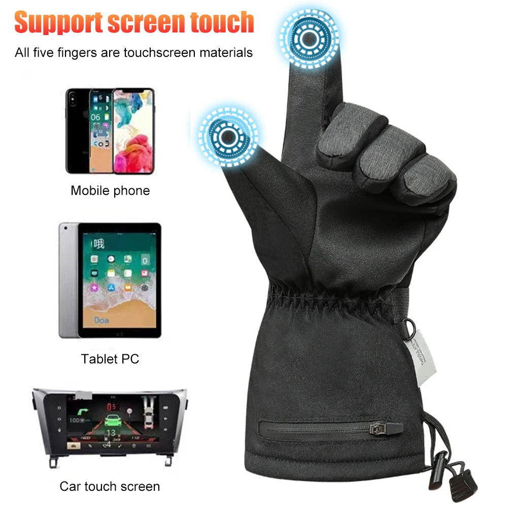 

Electric Heating Glove 3 Speed Thermal Gloves Waterproof Warm Intelligent Adjust 5 Finger for Cycling Motorcycle for Ski Outdoor