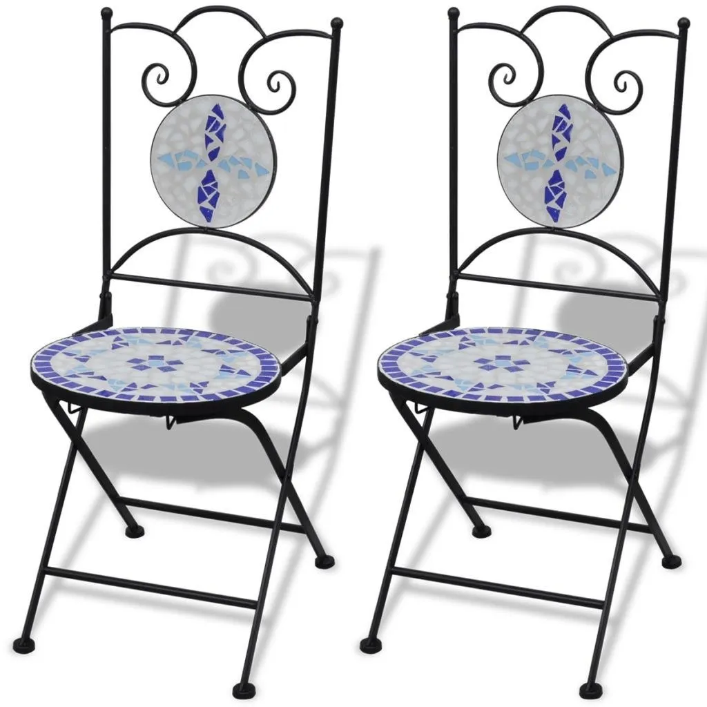

Folding Bistro Chairs 2 pcs Ceramic Blue and White