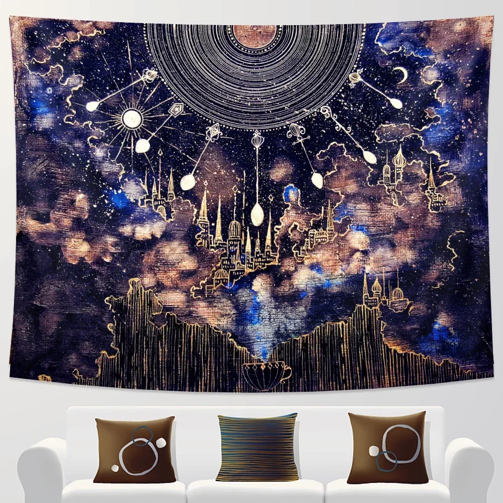 Звездный гобелен с мандалой настенный хиппи колдовство изысканный домашний