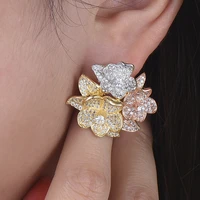 jimbora brand stud earrings jewelry with full cubic zirconia female trendy earrings attend anniversary appointment jewelry