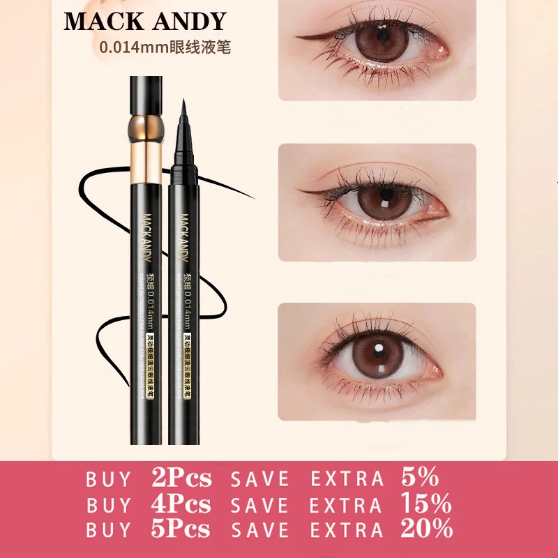 MACK ANDY Black Liquid Eyeliner Pen Waterproof Long Lasting 